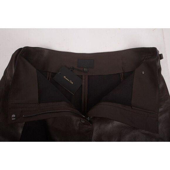 Massimo Dutti Womens Mini Skort Skirt Nappa Leather S Brown 5308/797 NWT - Picture 7 of 11